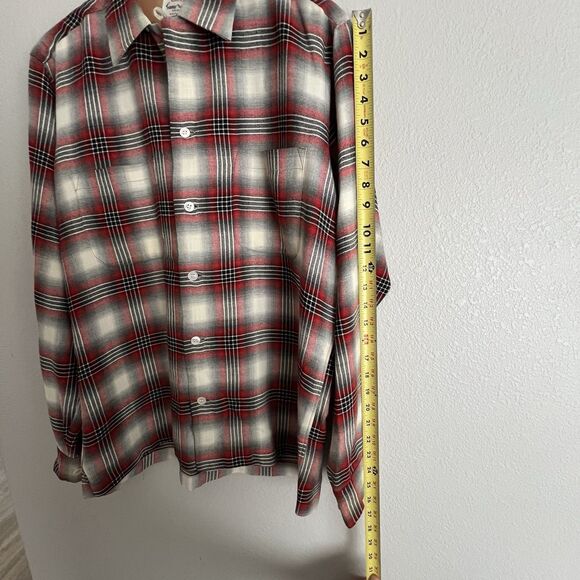 Vintage Lanerossi Game And Lake Shadow Plaid Wool Flannel M Red - Picture 4 of 10